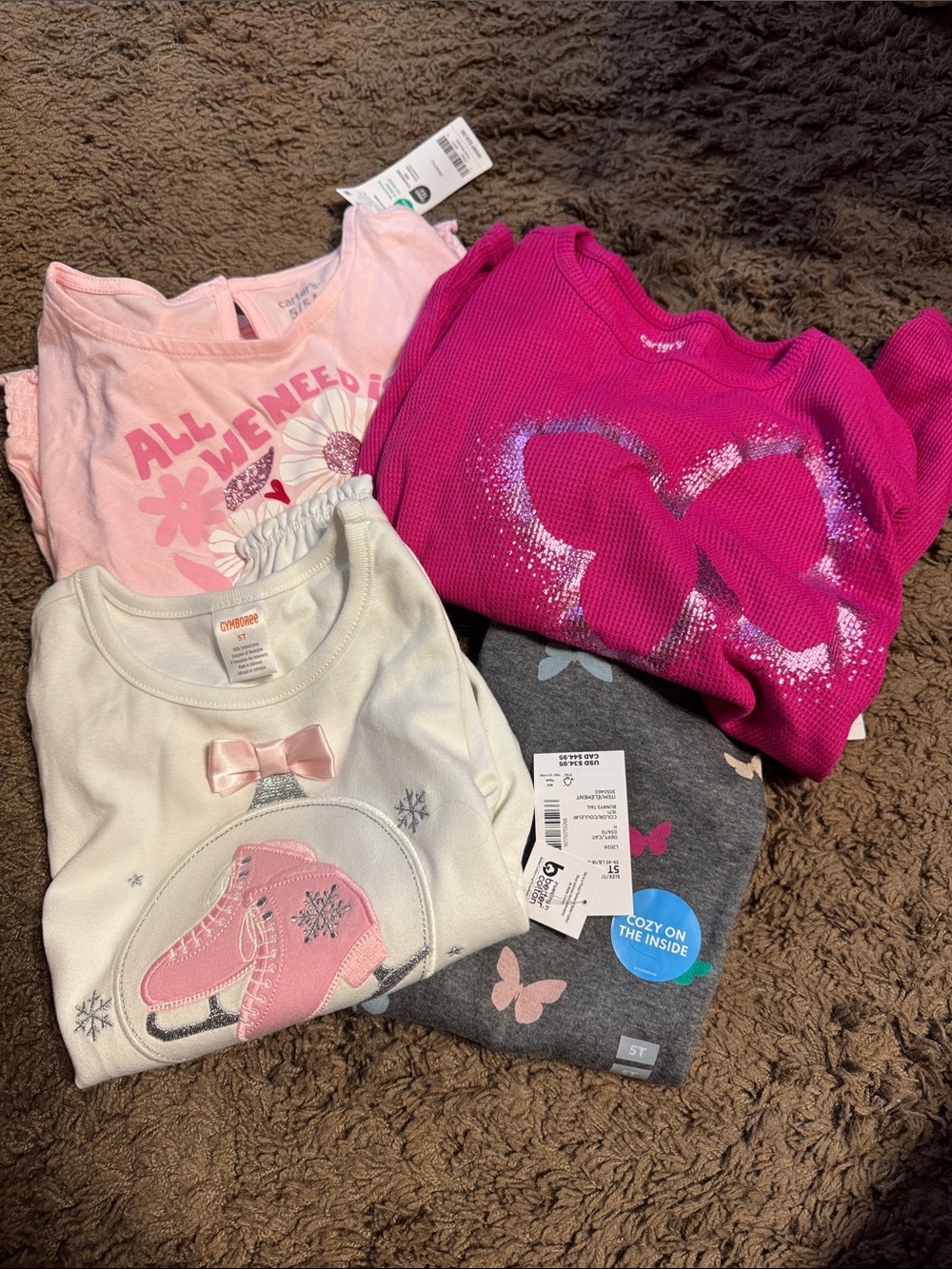 Girls Mixed Tops Bundle - Pink, Hot Pink, White, Gray